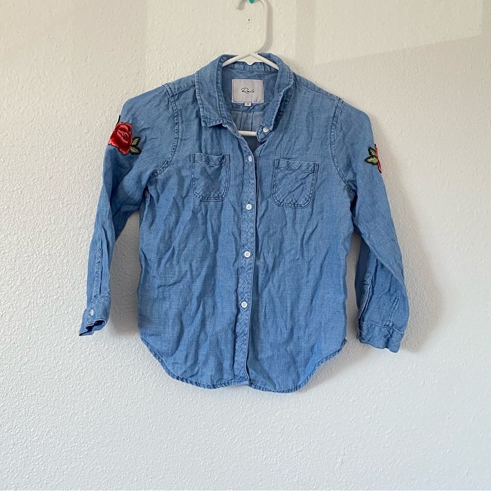 Rails girls floral denim button down top Sz 12